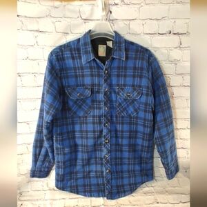 Vintage Outdoor Exchange Shacket Grunge Blue Plaid Outdoor Shirt LT